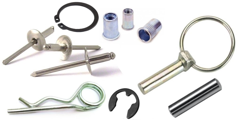 Nýty, kolíky, závlačky, pojistné kroužky