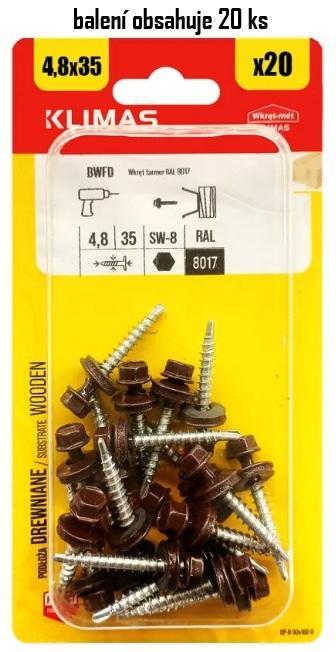 FARMÁŘSKÝ ŠROUB S EPDM PODL. 4.8x35 RAL 8017 na blistru (HNĚDÁ)